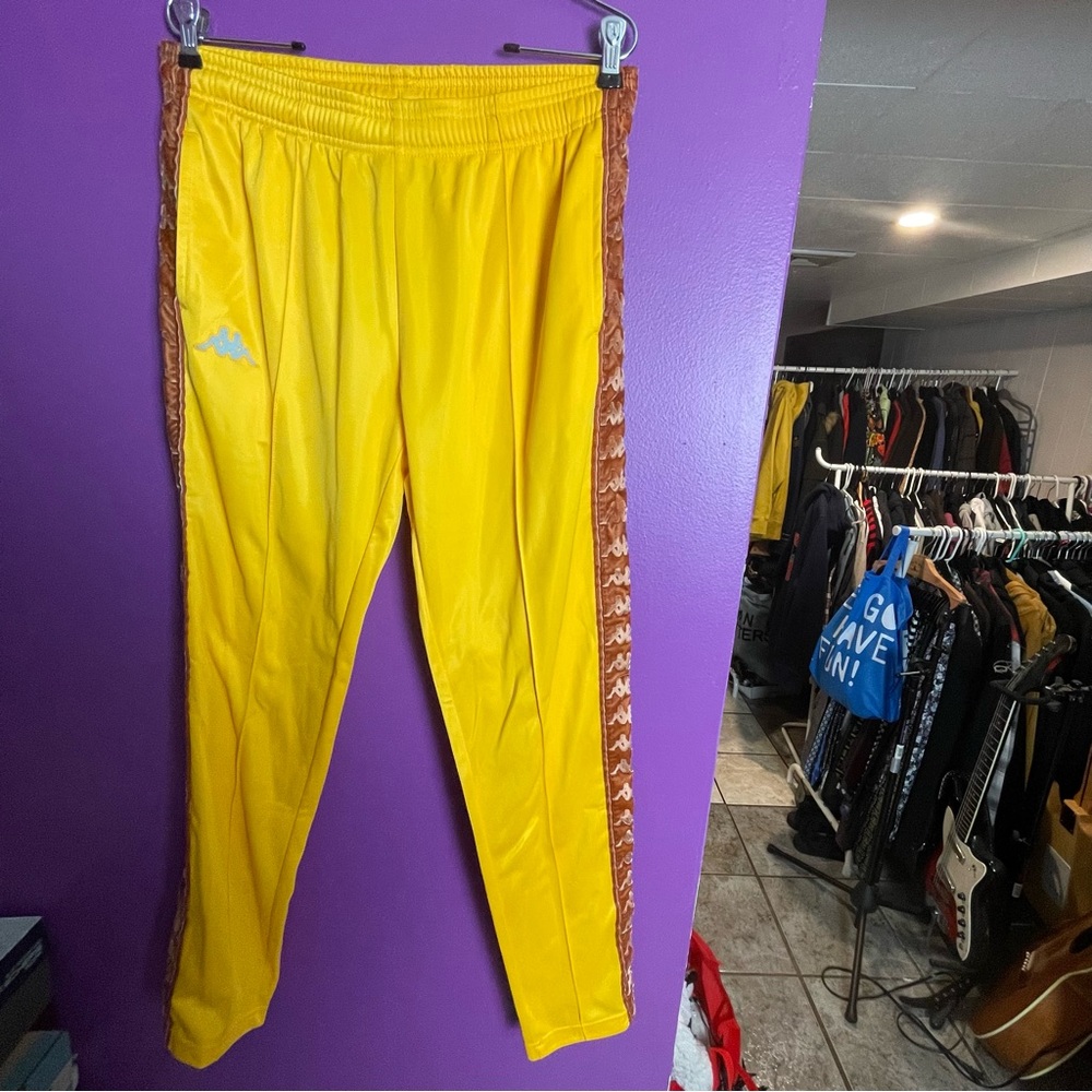 ☀️ KAPPA 222 Banda Maszarv yellow and brown 70s retro style track pants large ☀️